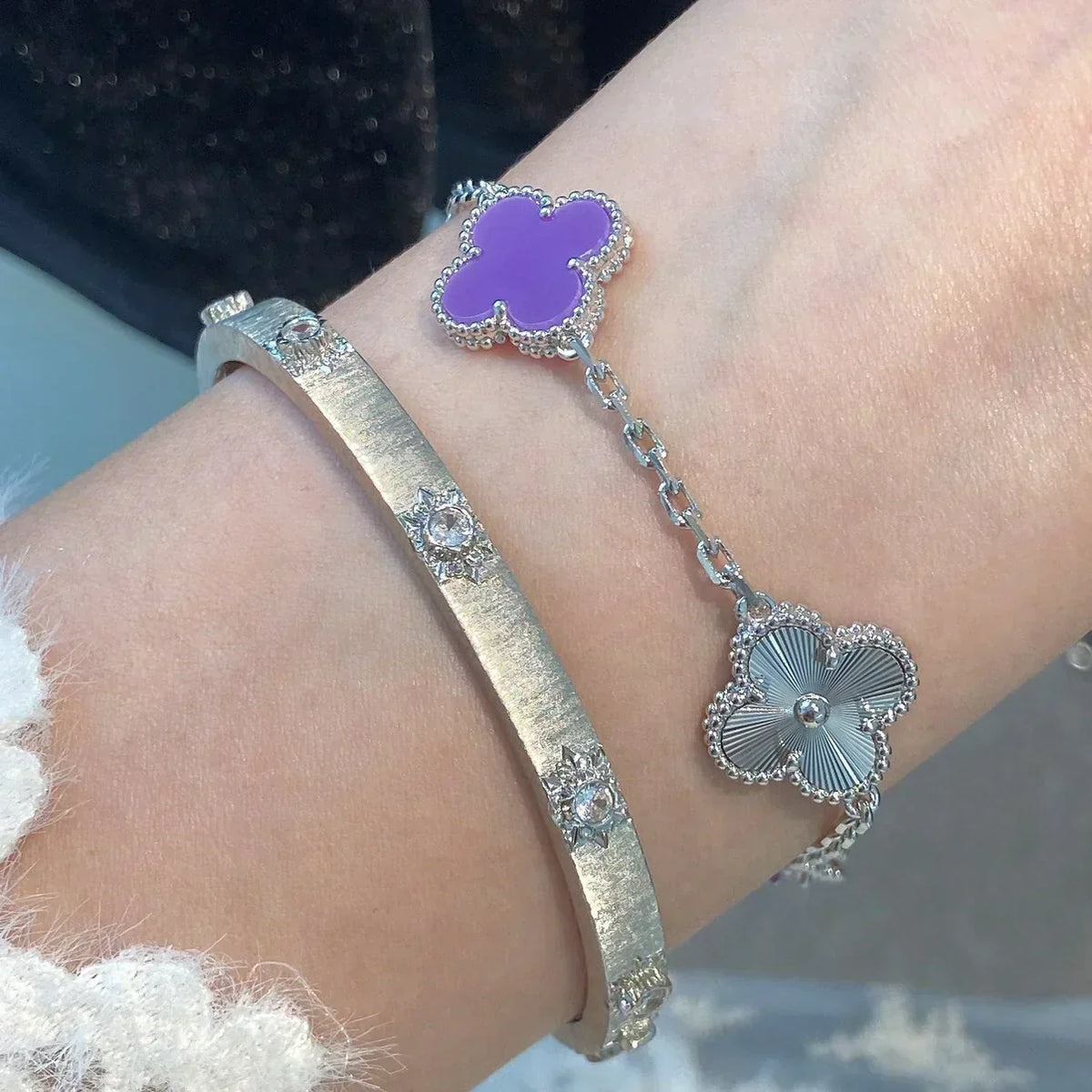 [⭐Hesperis Jewelry] CLOVER 5 MOTIF VIOLET BRACELET COLLECTION