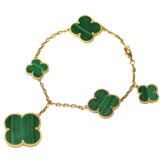 [⭐Hesperis Jewelry]MAGIC CLOVER MALACHITE GOLD BRACELET 5 MOTIFS