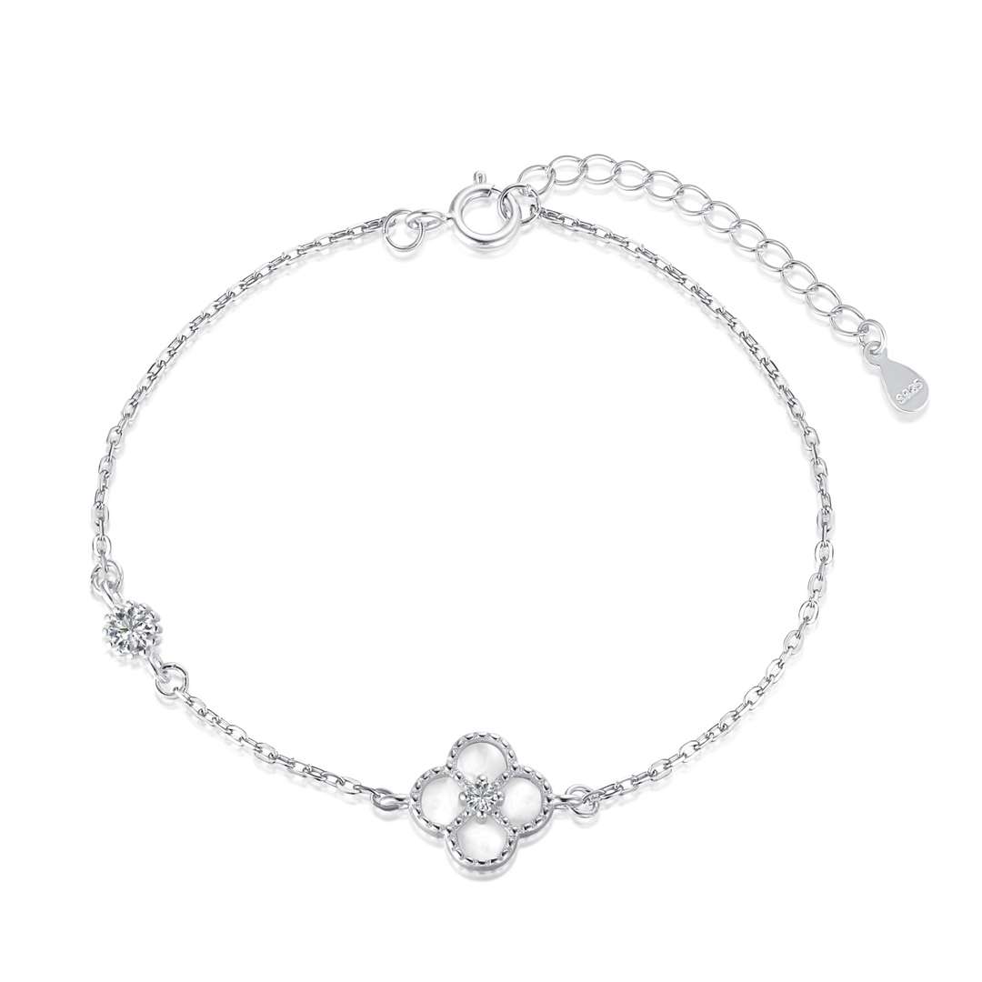 [Hesperis Jewelry]Delicate Four Leaf Clover Bracelet