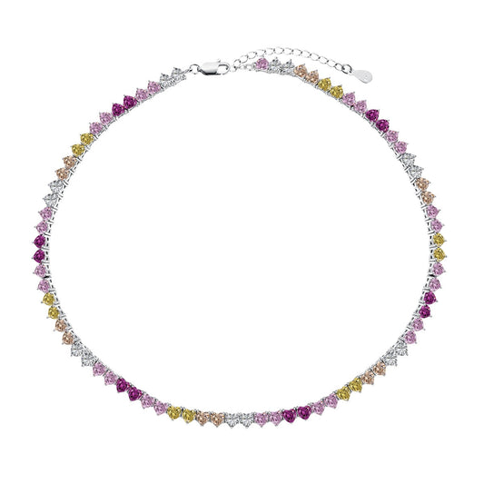 [Hesperis Jewelry]Sparkling Colorful Full Heart Tennis Necklace
