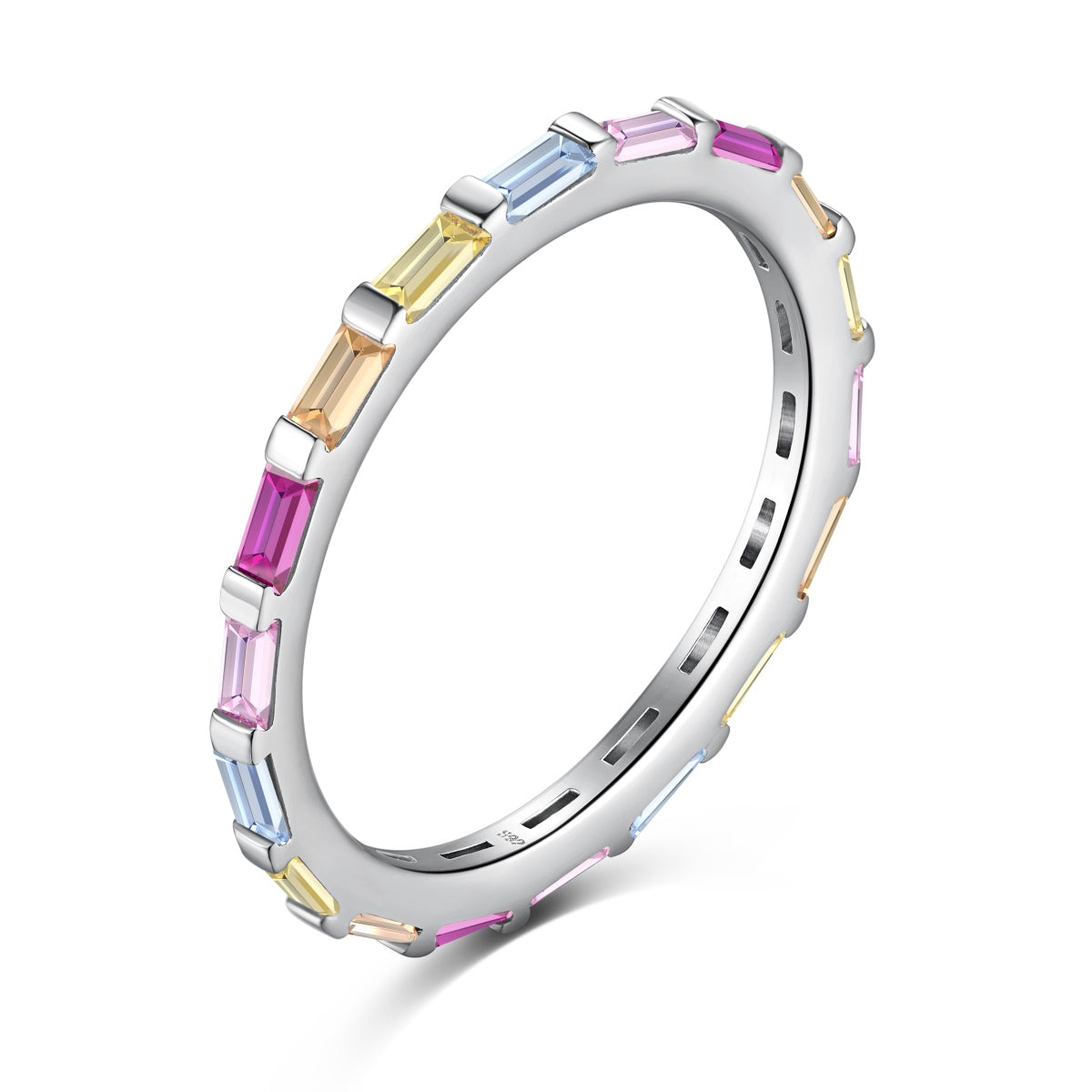 [Hesperis Jewelry]Exquisite Multicolored Emerald Cut Daily Ring