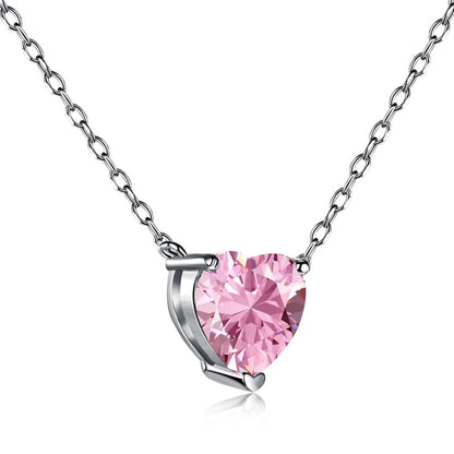 [Hesperis Jewelry]Heart Shape Main Stone Pendant Collarbone Necklace