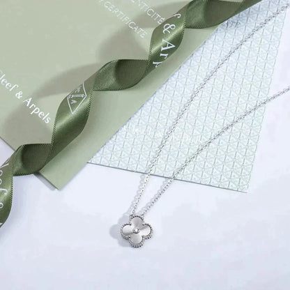 [⭐Hesperis Jewelry]CLOVER  15MM DIAMOND LASER NECKLACE SILVER