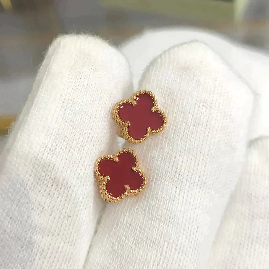 [⭐Hesperis Jewelry]CLOVER MINI 9.5MM CARNELIAN EARRINGS