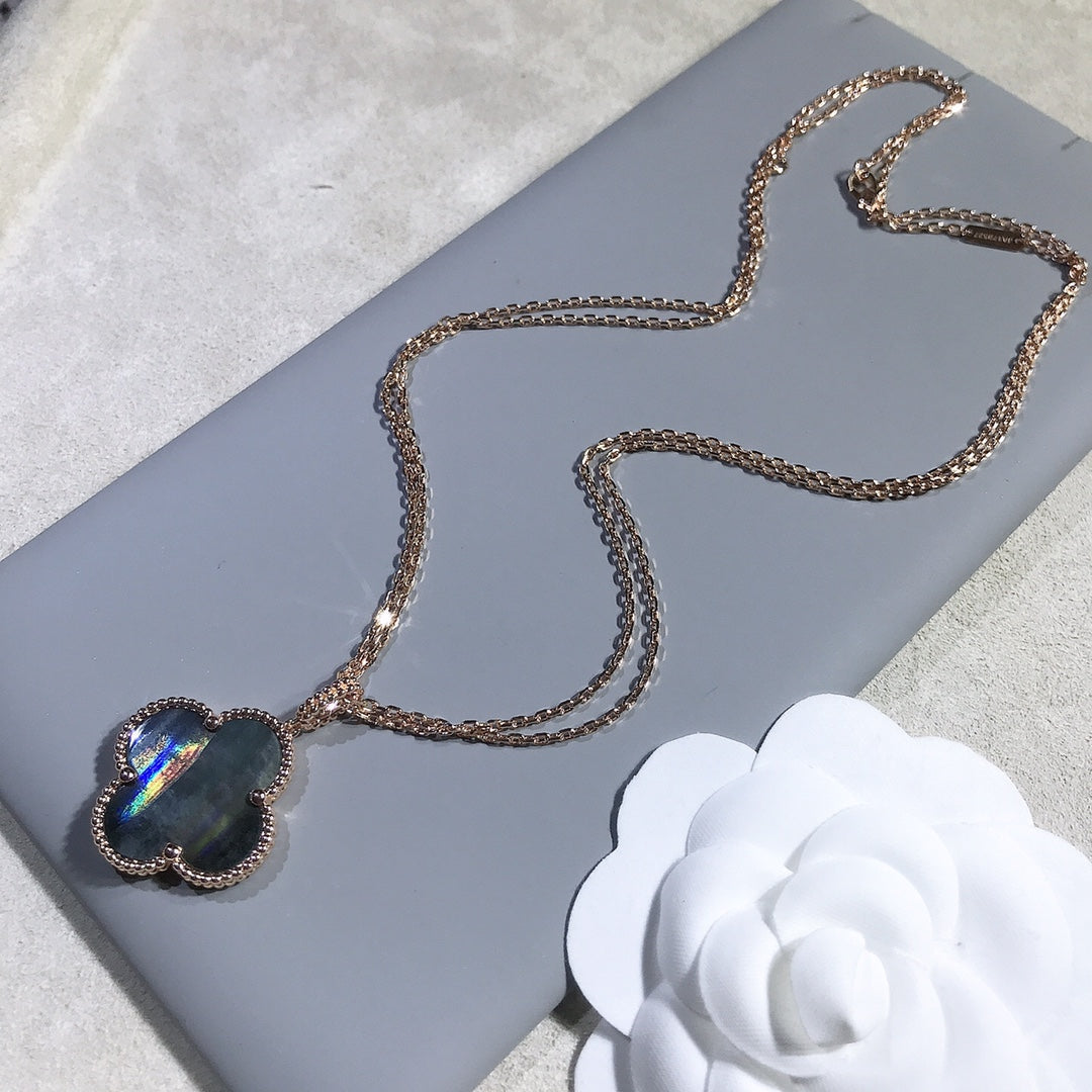 [⭐Hesperis Jewelry]CLOVER 25MM GOLD DARK MOP BIG CLOVER NECKLACE