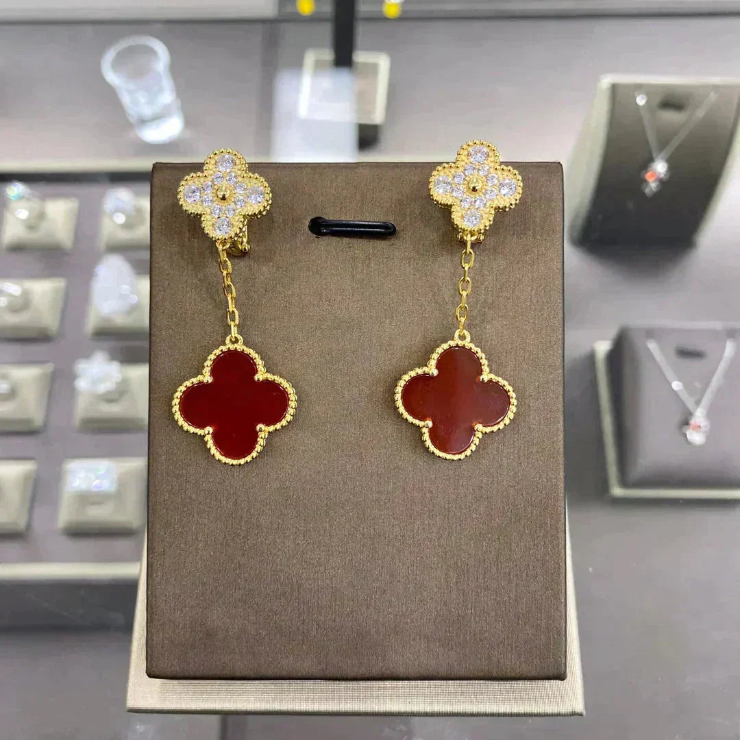 [⭐Hesperis Jewelry]CLOVER  2 MOTIFS  DIAMOND  EARRINGS (MULTIPLE CHOICESç´