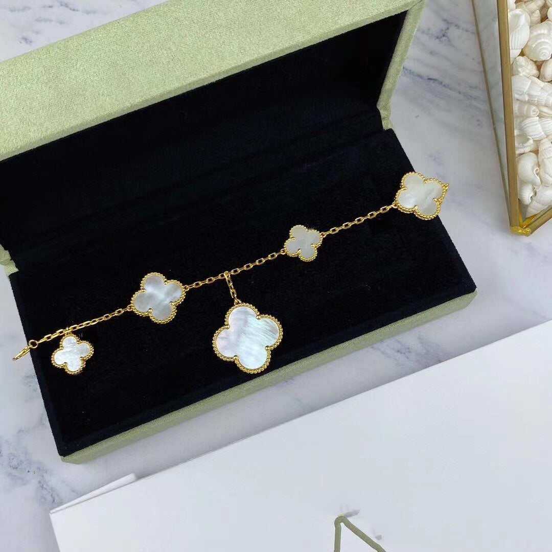 [⭐Hesperis Jewelry]MAGIC CLOVER MOP GOLD BRACELET 5 MOTIFS