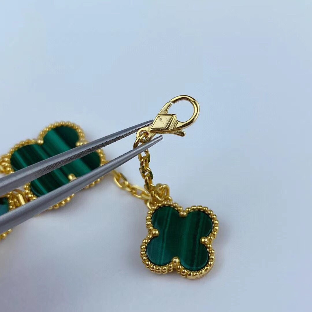[⭐Hesperis Jewelry]MAGIC CLOVER MALACHITE GOLD BRACELET 5 MOTIFS