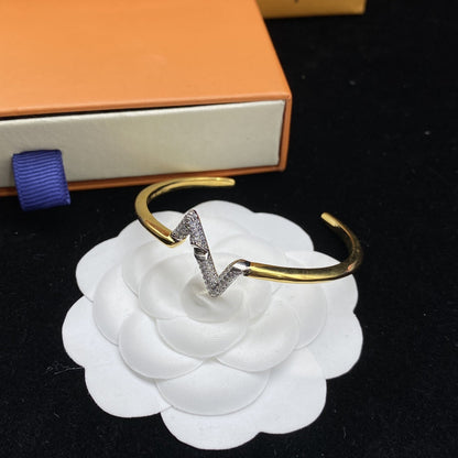 [⭐Hesperis Jewelry]VOLTE UPSITE DOWN DIAMOND GOLD OPEN BRACELET