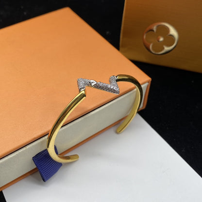 [⭐Hesperis Jewelry]VOLTE UPSITE DOWN DIAMOND GOLD OPEN BRACELET