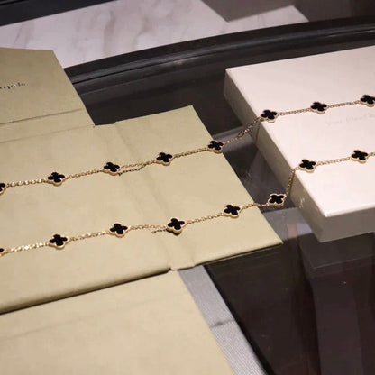 [⭐Hesperis Jewelry]CLOVER 20 MOTIFS ONYX NECKLACE