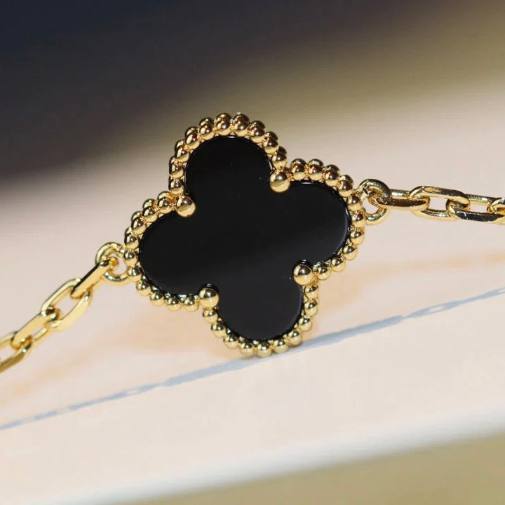 [⭐Hesperis Jewelry]CLOVER 20 MOTIFS ONYX NECKLACE
