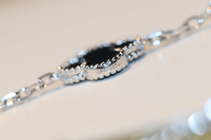 [⭐Hesperis Jewelry]CLOVER 20 MOTIFS ONYX DIAMOND SILVER