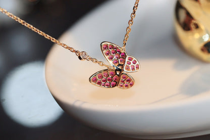 [⭐Hesperis Jewelry]BUTTERFLY RED DIAMOND ROSE GOLD NECKLACE