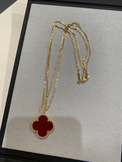 [⭐Hesperis Jewelry]CLOVER 25MM NECKLACE GOLD CARNELIAN