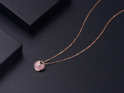 [⭐Hesperis Jewelry]AMULETTE ROSE GOLD PINK MOP NECKLACE