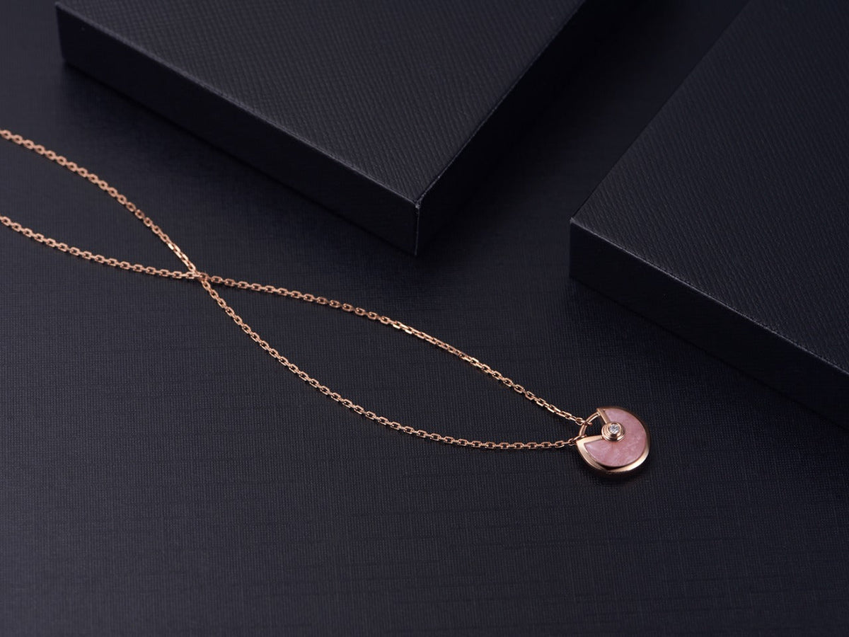 [⭐Hesperis Jewelry]AMULETTE ROSE GOLD PINK MOP NECKLACE
