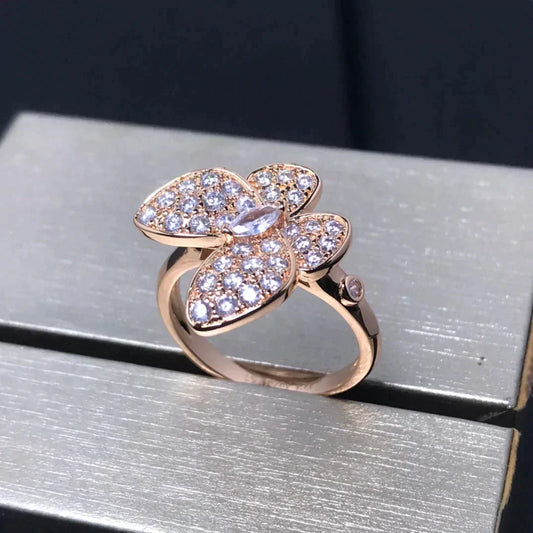 [⭐Hesperis Jewelry]BUTTERFLY PINK GOLD DIAMOND RING
