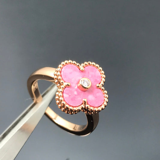 [⭐Hesperis Jewelry]CLOVER RHODONITE ROSE GOLD RING