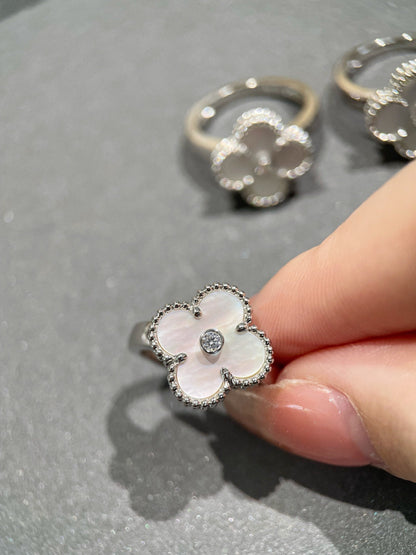 [⭐Hesperis Jewelry]CLOVER SILVER MOP DIAMOND RING