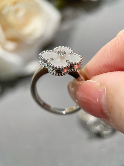 [⭐Hesperis Jewelry]CLOVER SILVER MOP DIAMOND RING