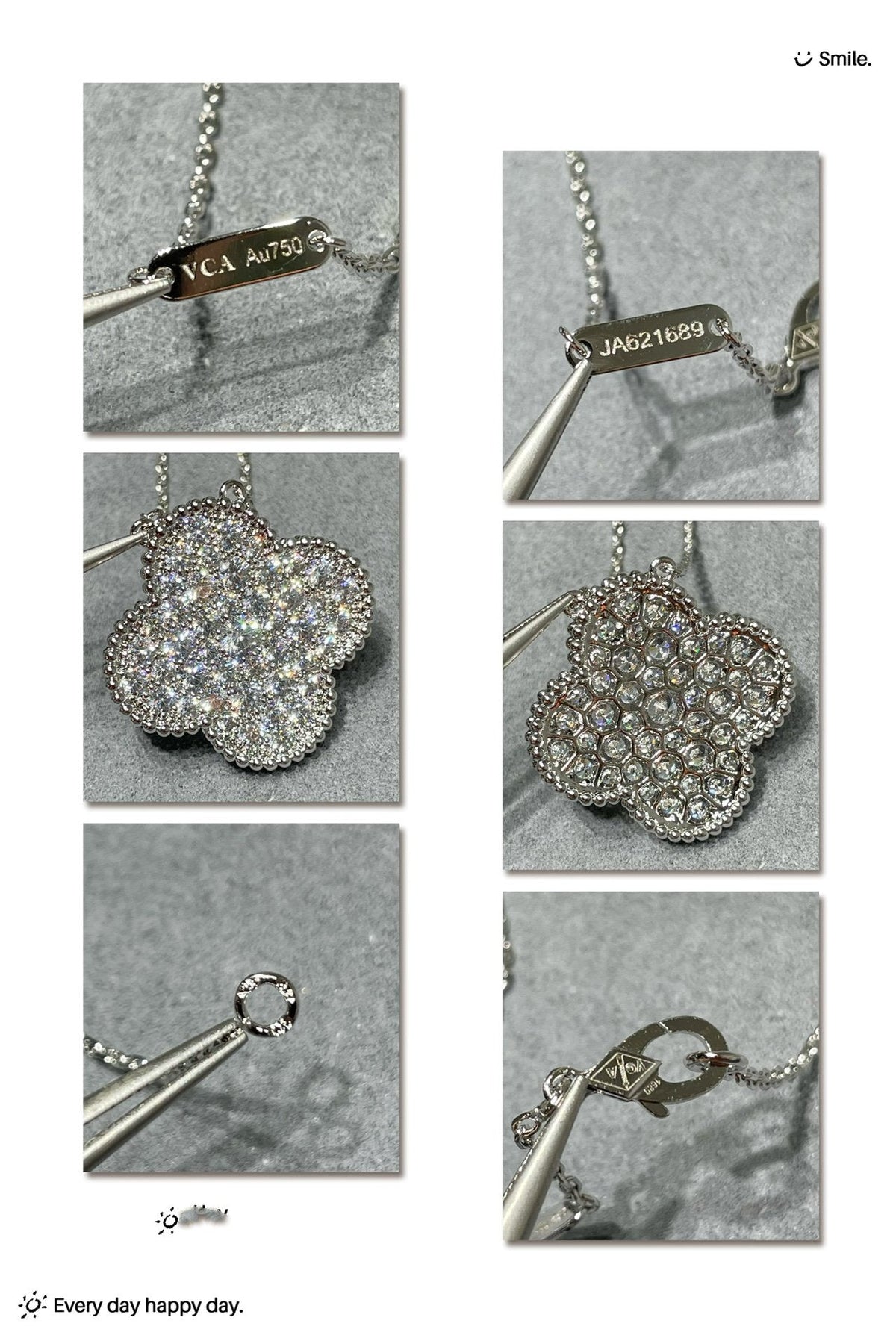 [⭐Hesperis Jewelry]CLOVER 25MM LARGE PENDANT DIAMOND PAVED SILVER NECKLACE