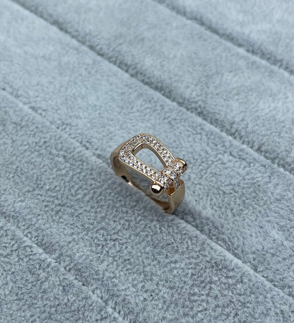 [⭐Hesperis Jewelry]Wide Hoof-Shaped Diamond-Studded Ring