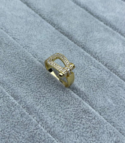 [⭐Hesperis Jewelry]Wide Hoof-Shaped Diamond-Studded Ring