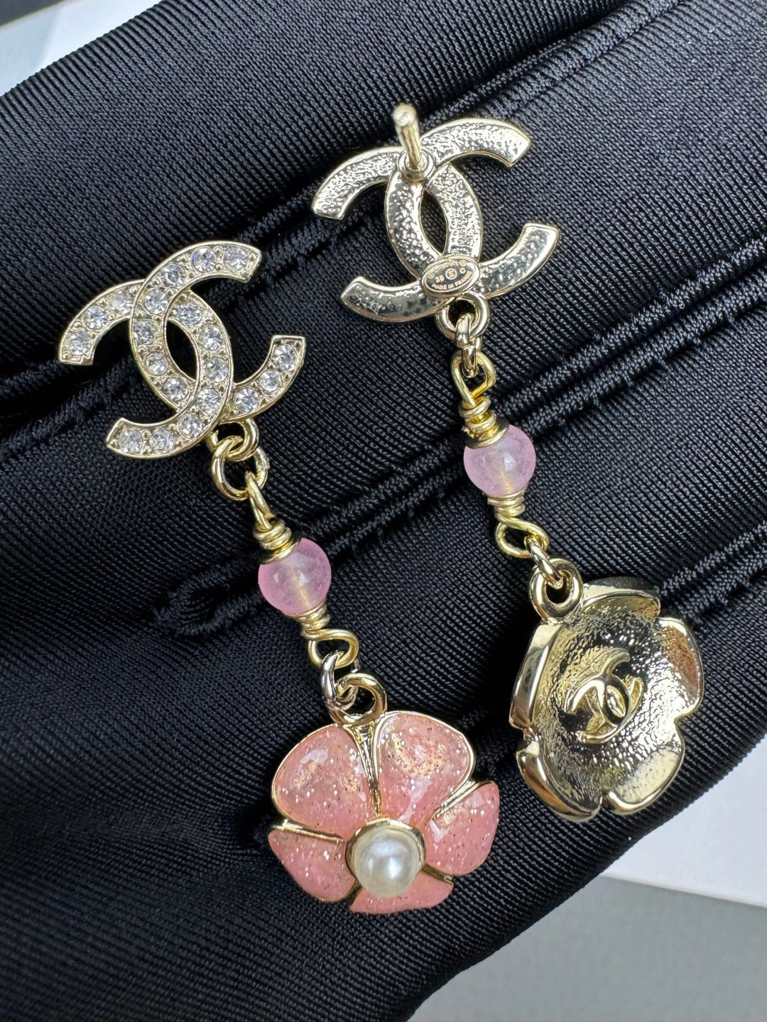 [⭐Hesperis Jewelry]26C Pink Camellia Enamel Pendant with Double C Earrings