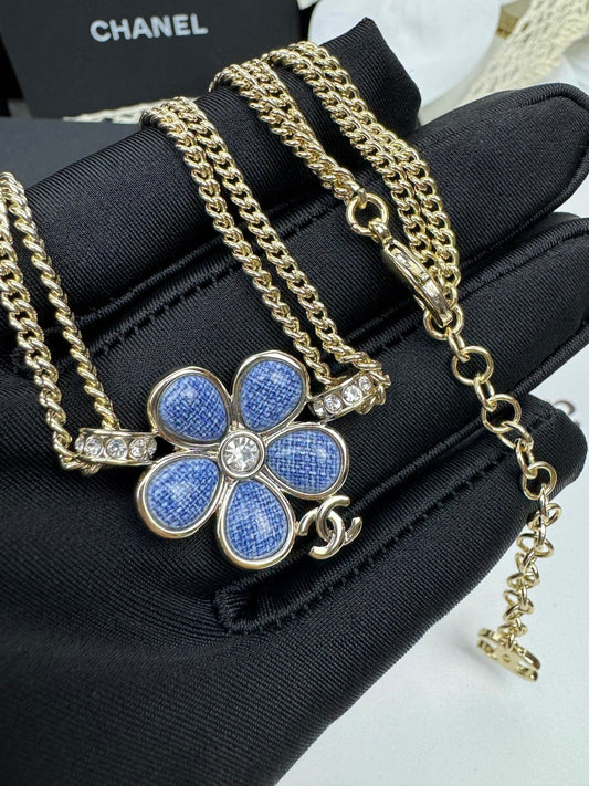 [⭐Hesperis Jewelry]New Blue Floral Double-Layer Necklace