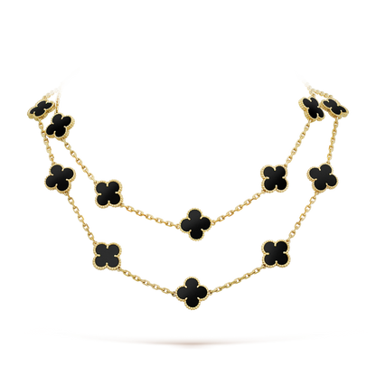 [⭐Hesperis Jewelry]CLOVER 20 MOTIFS ONYX NECKLACE