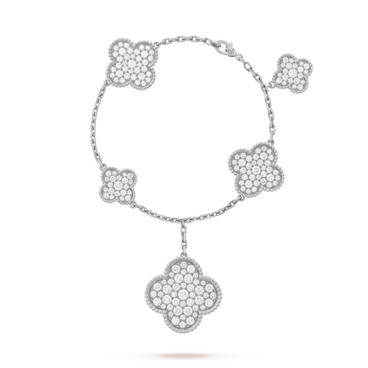 [⭐Hesperis Jewelry]CLOVER 6 MOTIFS SILVER DIAMOND BRACELET