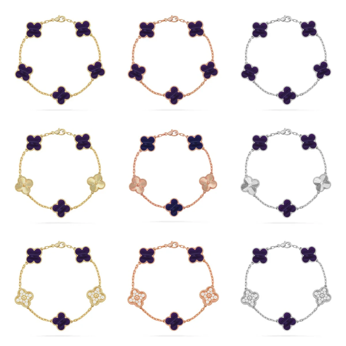 [⭐Hesperis Jewelry]CLOVER 5 MOTIF PURPLE STRIPES BRACELET COLLECTION