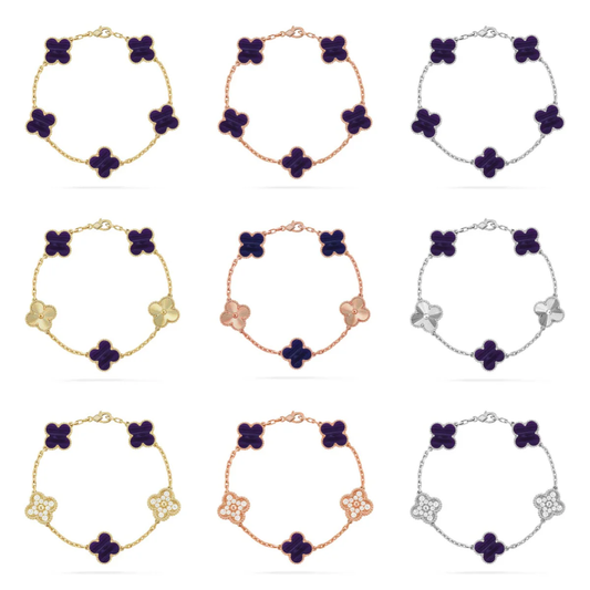 [⭐Hesperis Jewelry]CLOVER 5 MOTIF PURPLE STRIPES BRACELET COLLECTION