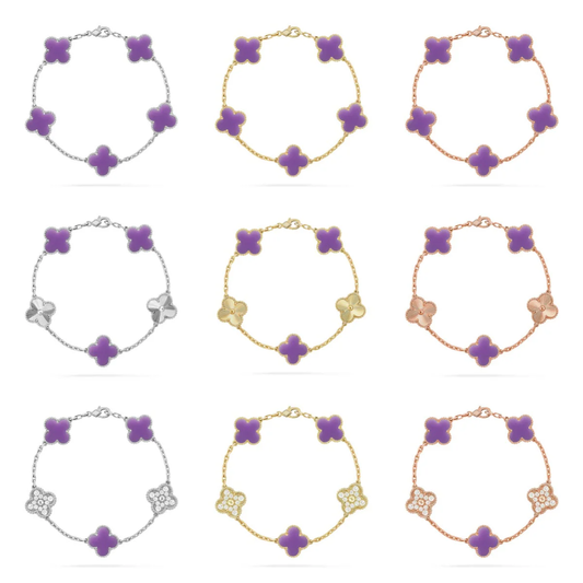 [⭐Hesperis Jewelry]CLOVER 5 MOTIF LIGHT PURPLE BRACELET COLLECTION