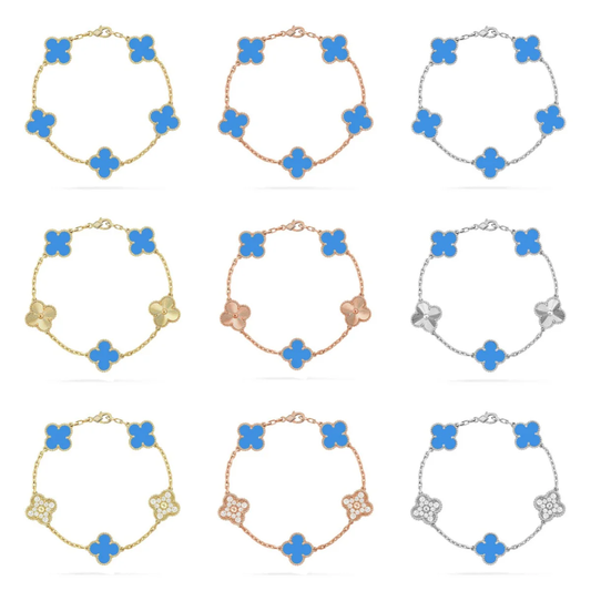 [⭐Hesperis Jewelry] CLOVER 5 MOTIF BLUE AGATE BRACELET COLLECTION