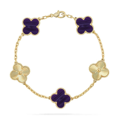 [⭐Hesperis Jewelry]CLOVER 5 MOTIF PURPLE STRIPES BRACELET COLLECTION