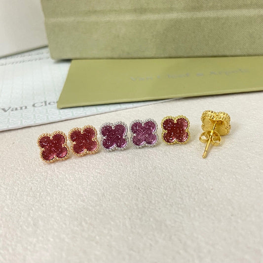 [⭐Hesperis Jewelry]2026 NEW MINI CLOVER 1 MOTIF  BUBBLE PINK ENAMEL