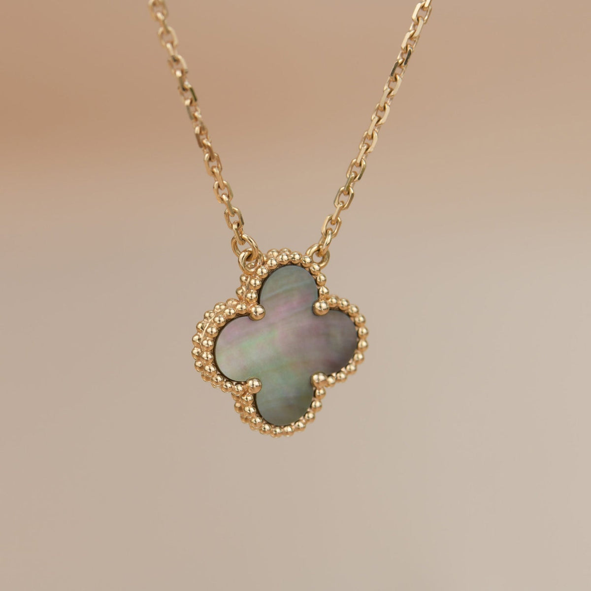 [⭐Hesperis Jewelry]CLOVER 15MM  GRAY MOTHER OF PEARL NECKLACE