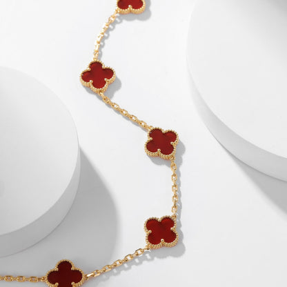 [⭐Hesperis Jewelry]CLOVER 10 MOTIFS CARNELIAN NECKLACE