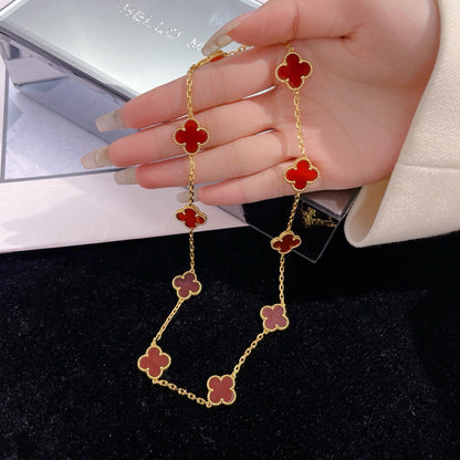 [⭐Hesperis Jewelry]CLOVER 10 MOTIFS CARNELIAN NECKLACE