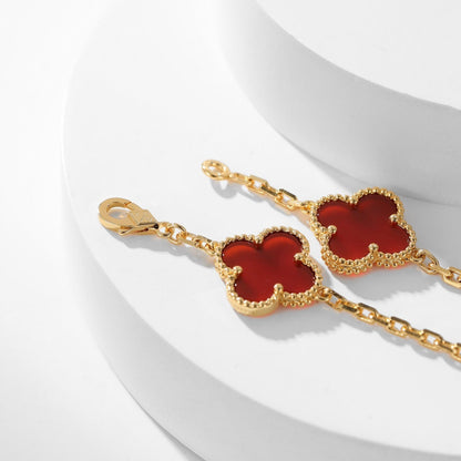 [⭐Hesperis Jewelry]CLOVER 10 MOTIFS CARNELIAN NECKLACE