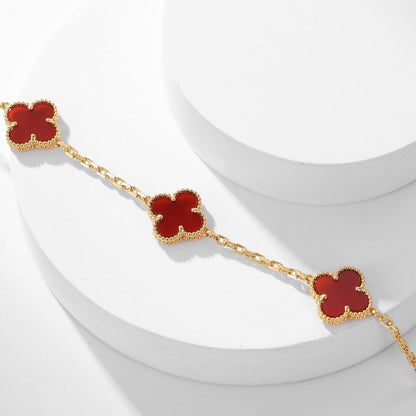[⭐Hesperis Jewelry]CLOVER 10 MOTIFS CARNELIAN NECKLACE