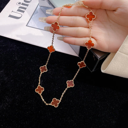 [⭐Hesperis Jewelry]CLOVER 10 MOTIFS CARNELIAN NECKLACE