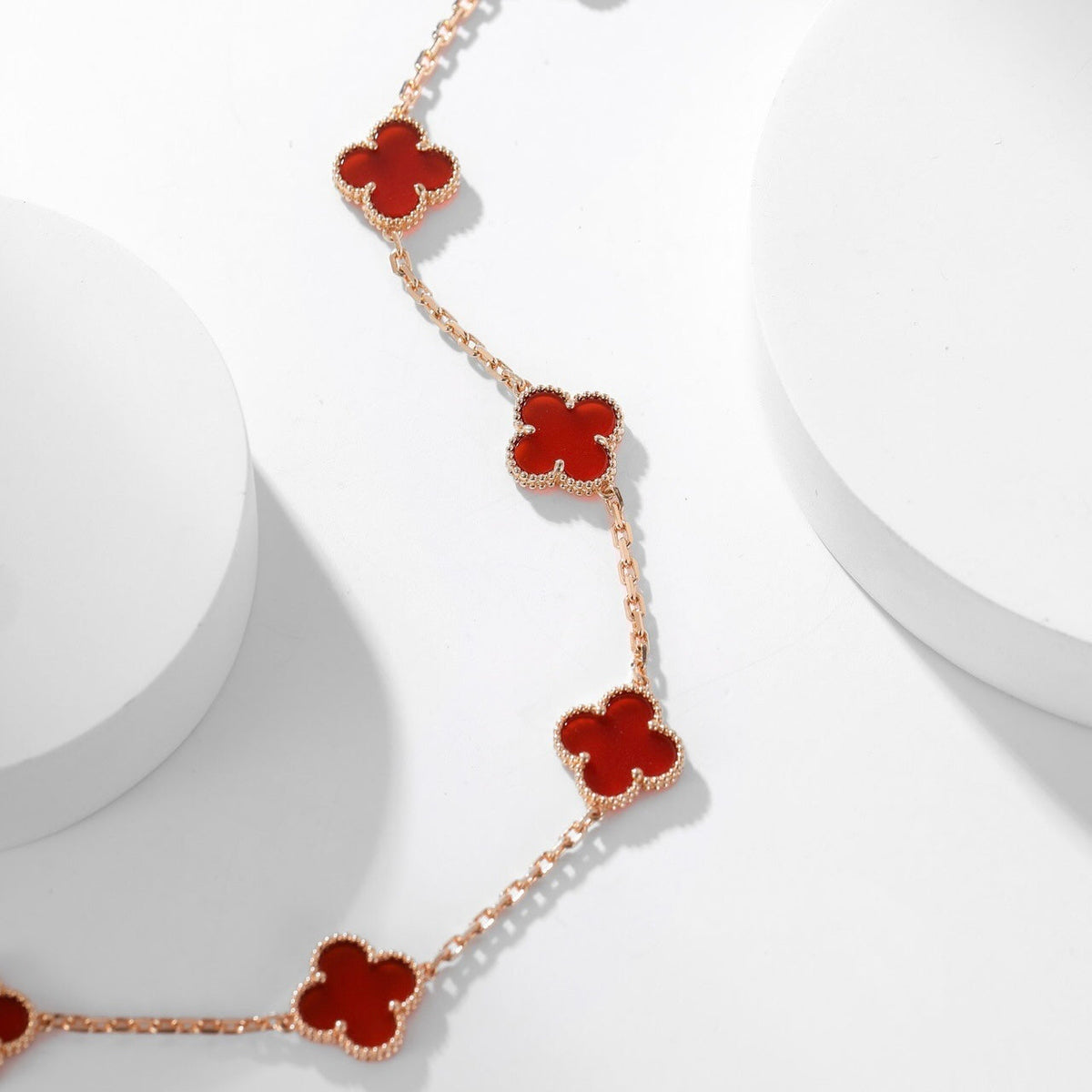 [⭐Hesperis Jewelry]CLOVER 10 MOTIFS CARNELIAN NECKLACE