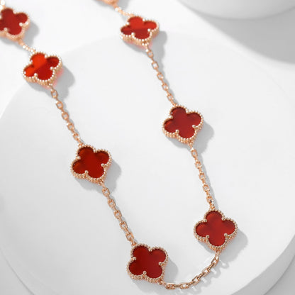 [⭐Hesperis Jewelry]CLOVER 10 MOTIFS CARNELIAN NECKLACE