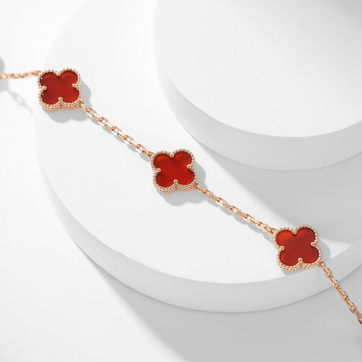 [⭐Hesperis Jewelry]CLOVER 10 MOTIFS CARNELIAN NECKLACE
