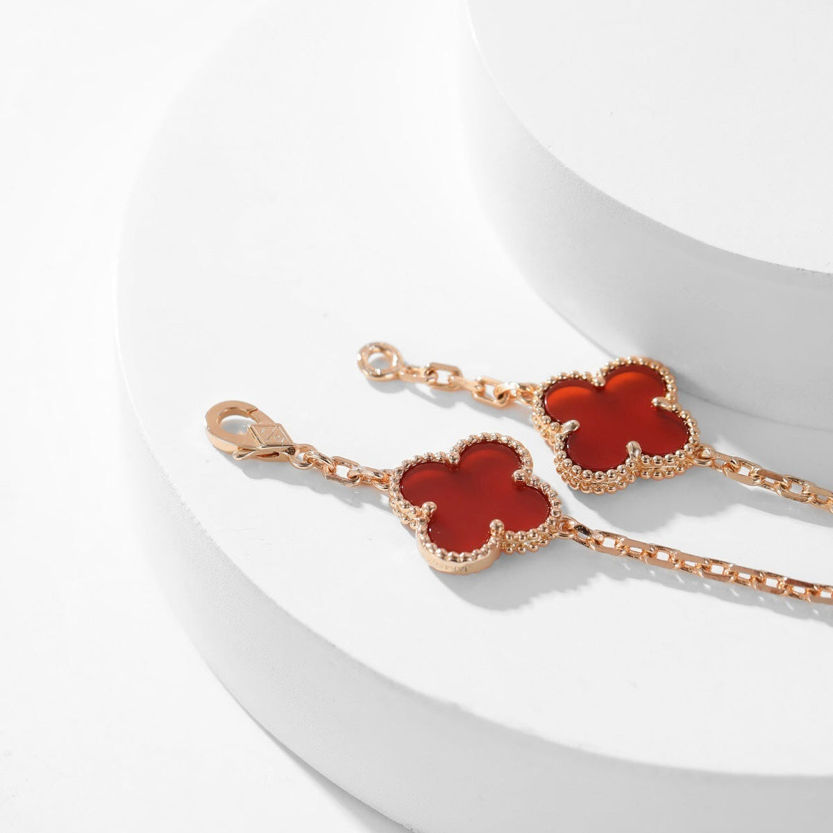 [⭐Hesperis Jewelry]CLOVER 10 MOTIFS CARNELIAN NECKLACE