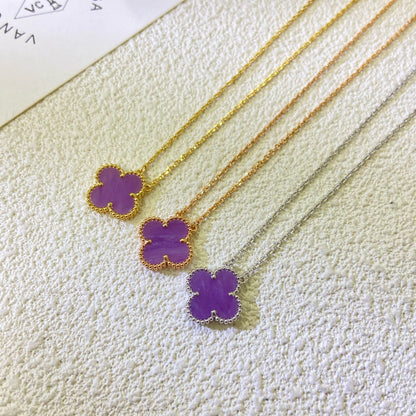 [⭐Hesperis Jewelry Jewelry]CLOVER 15MM  PURPLE VIOLET NECKLACE
