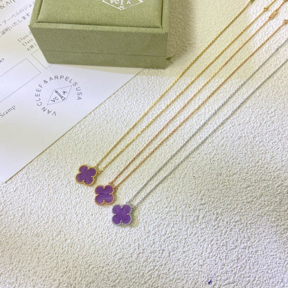 [⭐Hesperis Jewelry Jewelry]CLOVER 15MM  PURPLE VIOLET NECKLACE